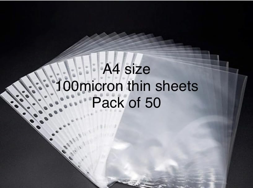 Generic Sheet Protector Na. SIZE A4, COLOR CLEAR, MAKE RAINBOW/SUN, 1 PACK=50 SHEET