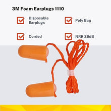 3M Earplug Safety MATERIAL FOAM, MODEL NO 1110, TYPE DISPOSABLE