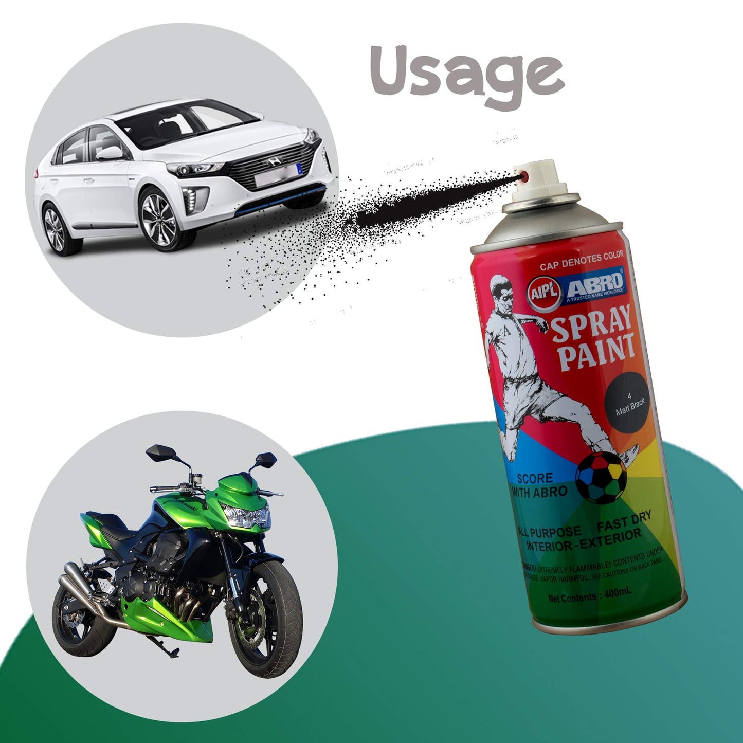 Abro Spray No Modifier CONTAINER 400ML, TYPE SPRAY PAINT BLACK