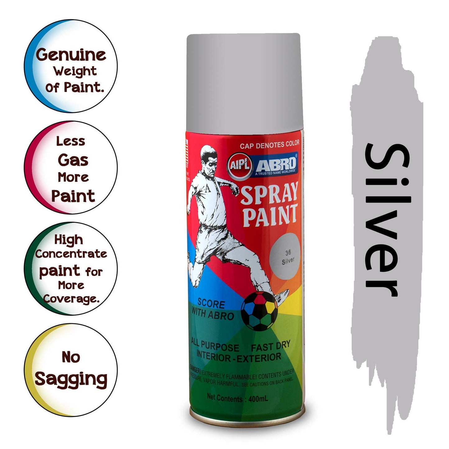 Abro Spray No Modifier CONTAINER 400ML, TYPE SILVER