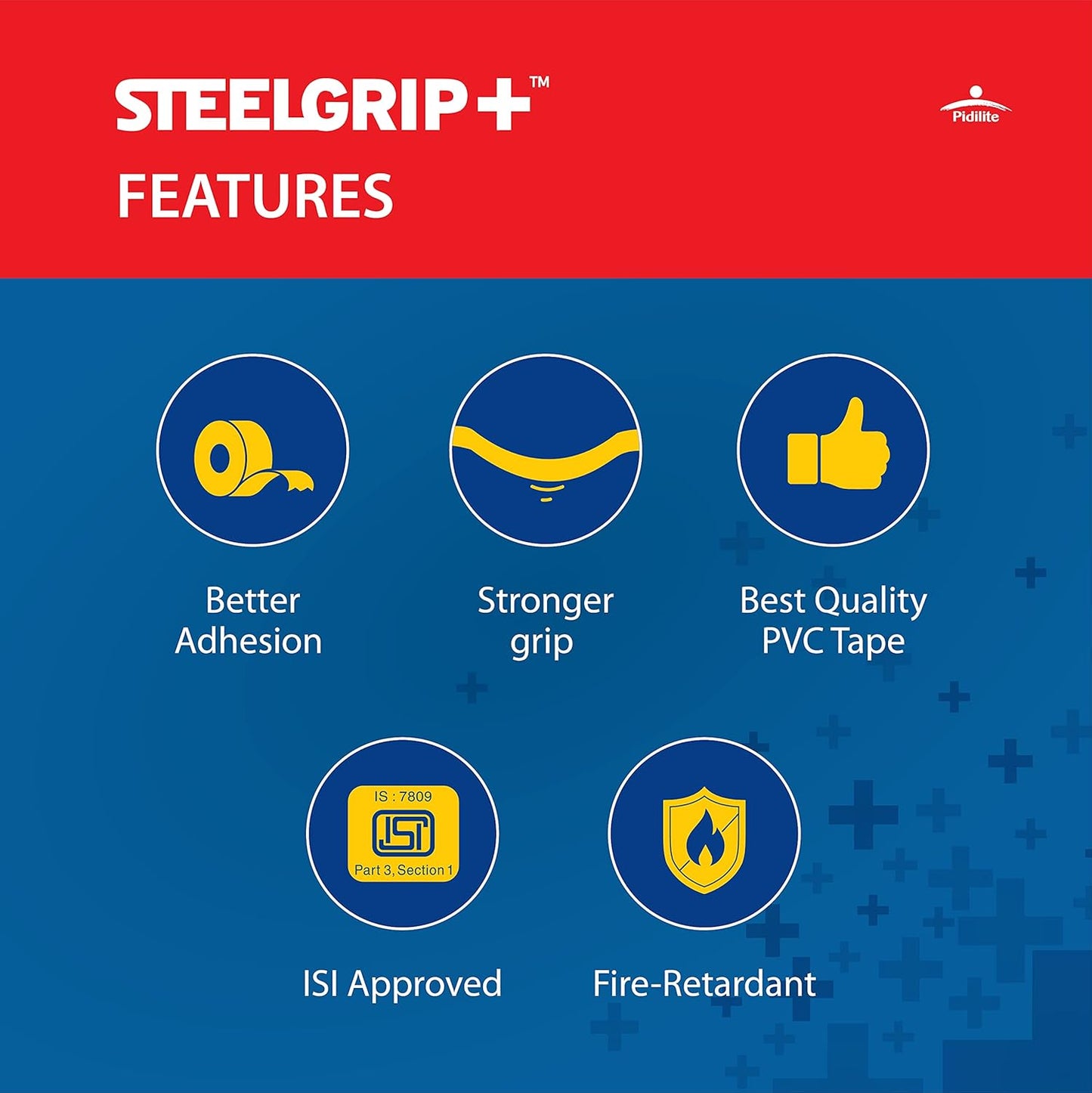 Pidilite Tape Na. PIDILITE STEELGRIP 17 MM X 6 M BLACK SELF ADHESIVE PVC ELECTRICAL INSULATION TAPE , (PACK OF 30)