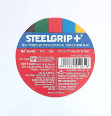Steelgrip Tape No Modifier COLOR RED, LENGTH 1.7 CM X 6 MTR METRE, MATERIAL PVC, TYPE INSULATION, WIDTH 19.5 MM