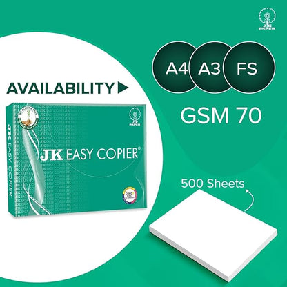 Jk Copier Paper Na. JK EASY 70 GSM A4 SIZE MULTIPURPOSE COPIER PAPER 500 SHEETS WHITE (PACK OF 10 REAM)