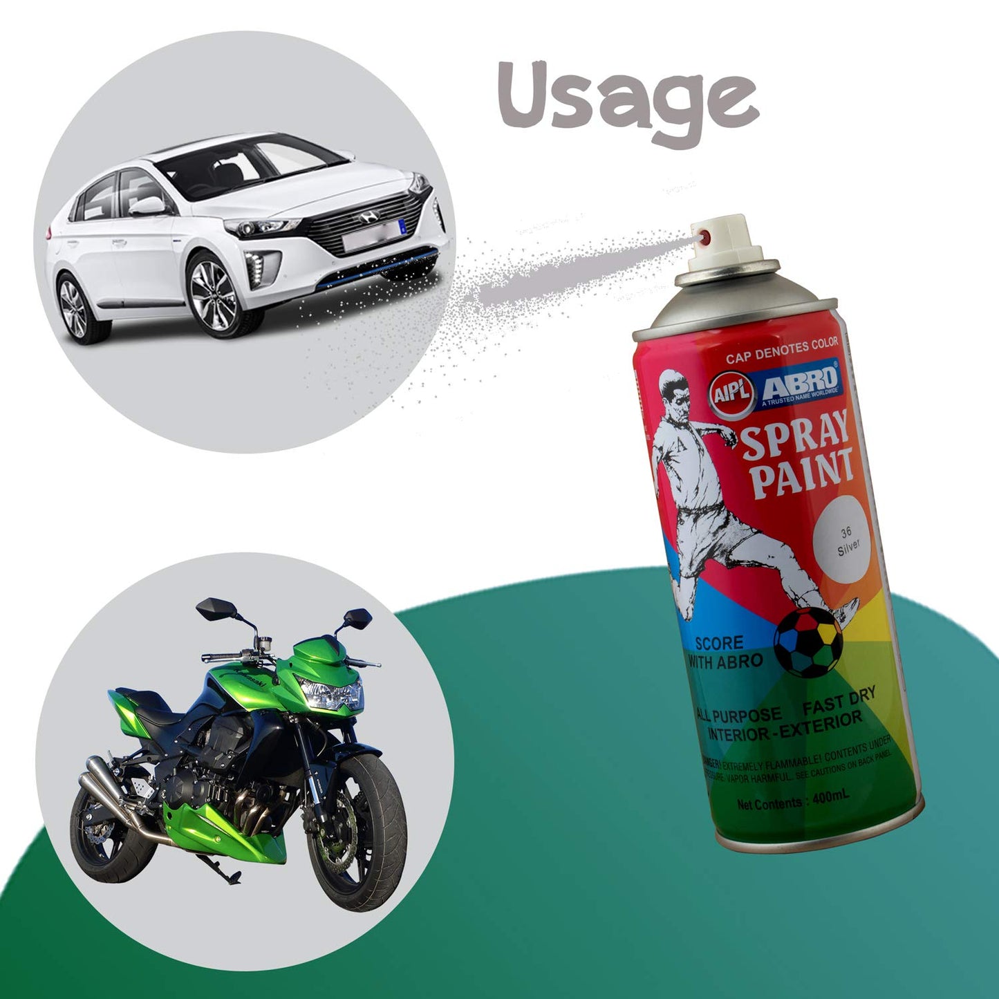 Abro Spray No Modifier CONTAINER 400ML, TYPE SILVER