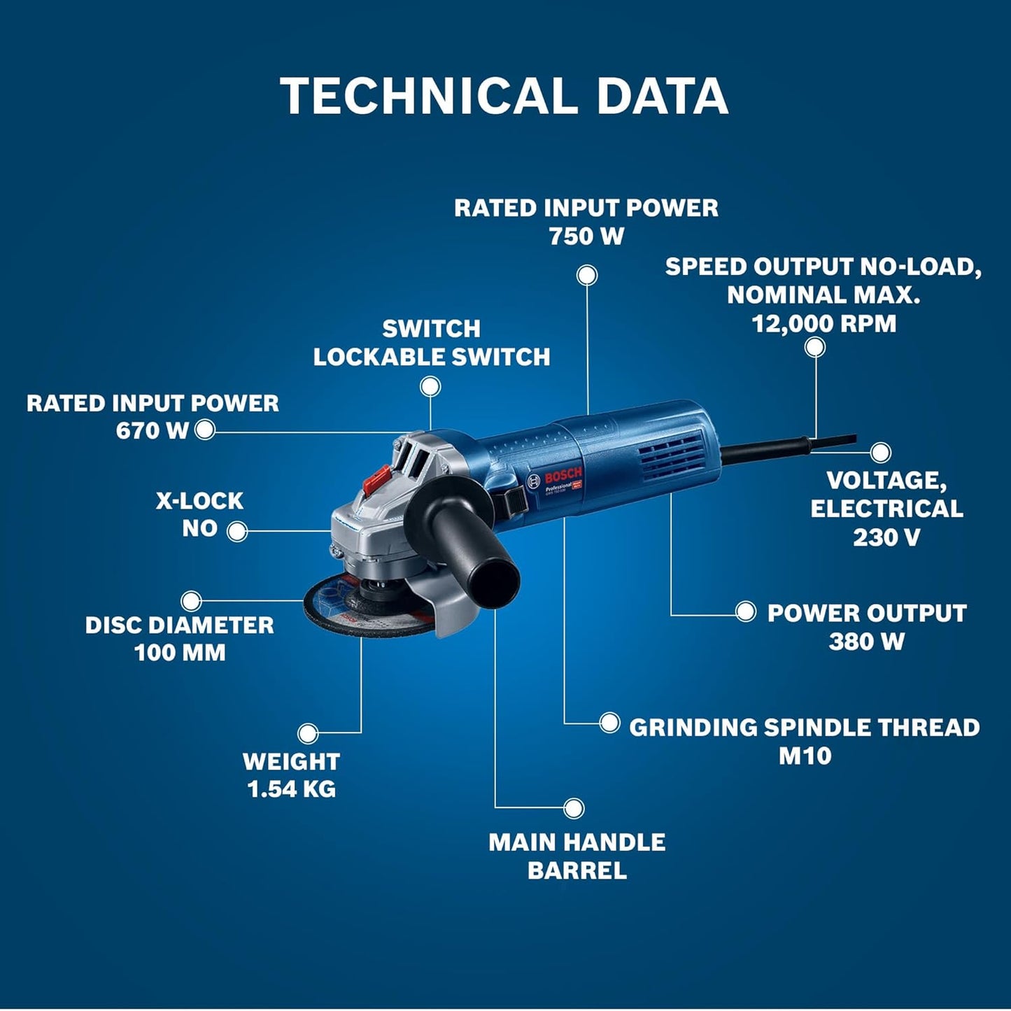 Bosch Grinder Hand Angle MODEL NO GWS 750-100