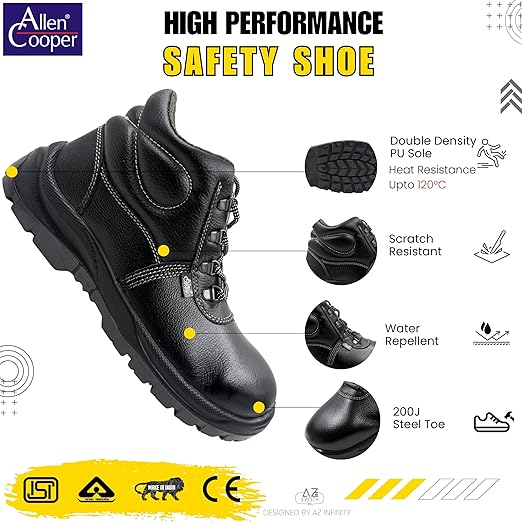 Allen Cooper Safety Shoes Steel Toe MODEL NO AC-1008, SIZE 8