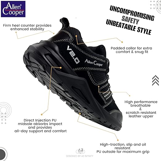Allen Cooper Safety Shoes Steel Toe MODEL NO AC 1156, SIZE 7