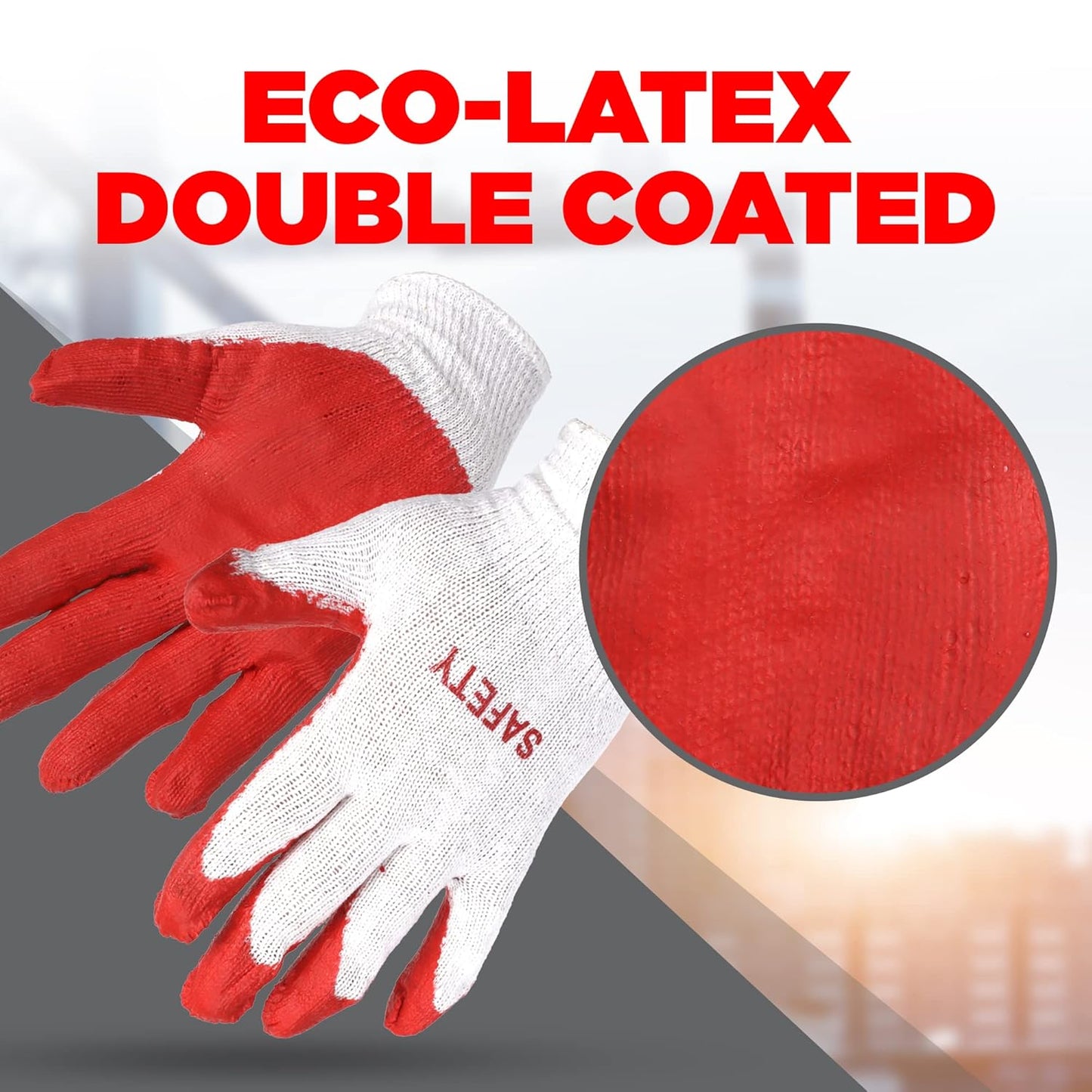Generic Safety Gloves Polyurethane SIZE MEDIUM, COLOR WHITE & RED
