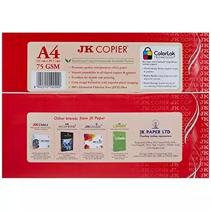 Jk Paper Printer Paper SIZE A4, 75GSM (1 PACK 500 SHEETS)