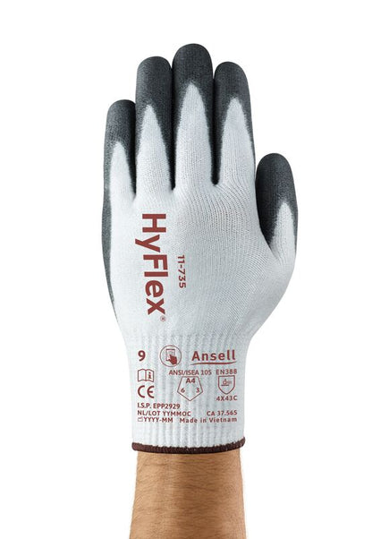Ansell Hand Gloves Na. MODEL NO 11-735, SIZE 8, MATERIAL POLYURETHANE, KNITTED