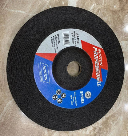 Norton Wheel Grinding INNER DIAMETER 22.23 MM, MATERIAL ALUMINIUM OXIDE, MAX RPM 8500 RPM, MODEL NO A36SB, OUTER DIAMETER 180 MM, THICKNESS 6 MM, TYPE GRINDING