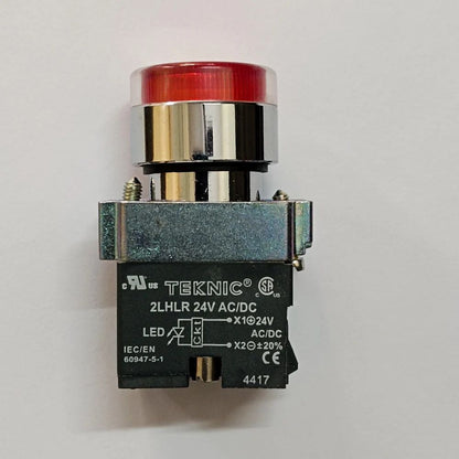 Teknic Push Button Make-Teknic, Push Button with Indication, Model-P2ALP3LB (D-22.5 mm),LED 24 Vdc Red